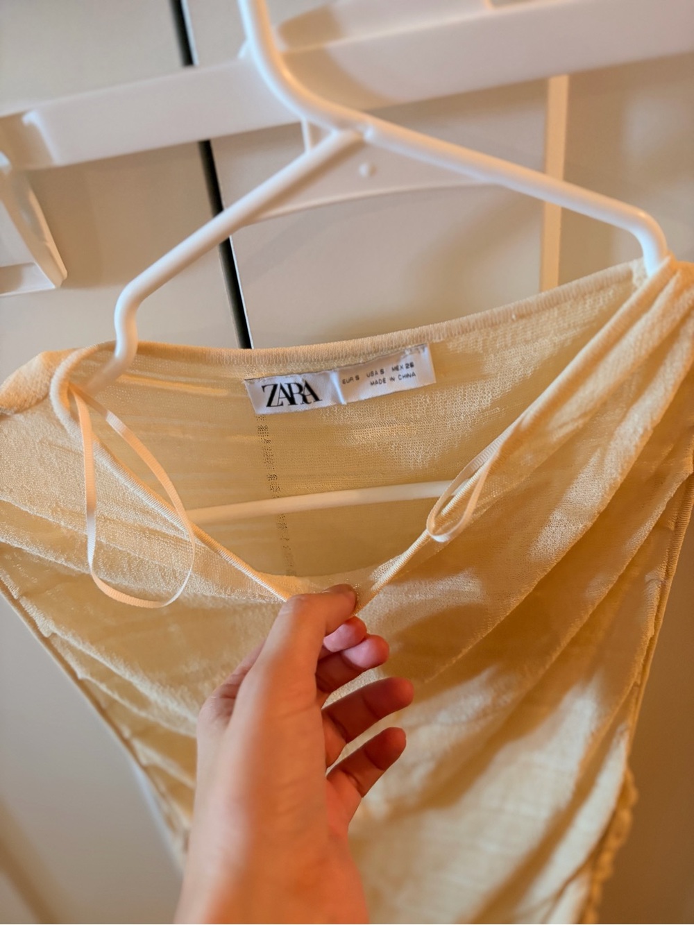 Zara Pale Yellow Sheer Slip Dress with Delicate Straps